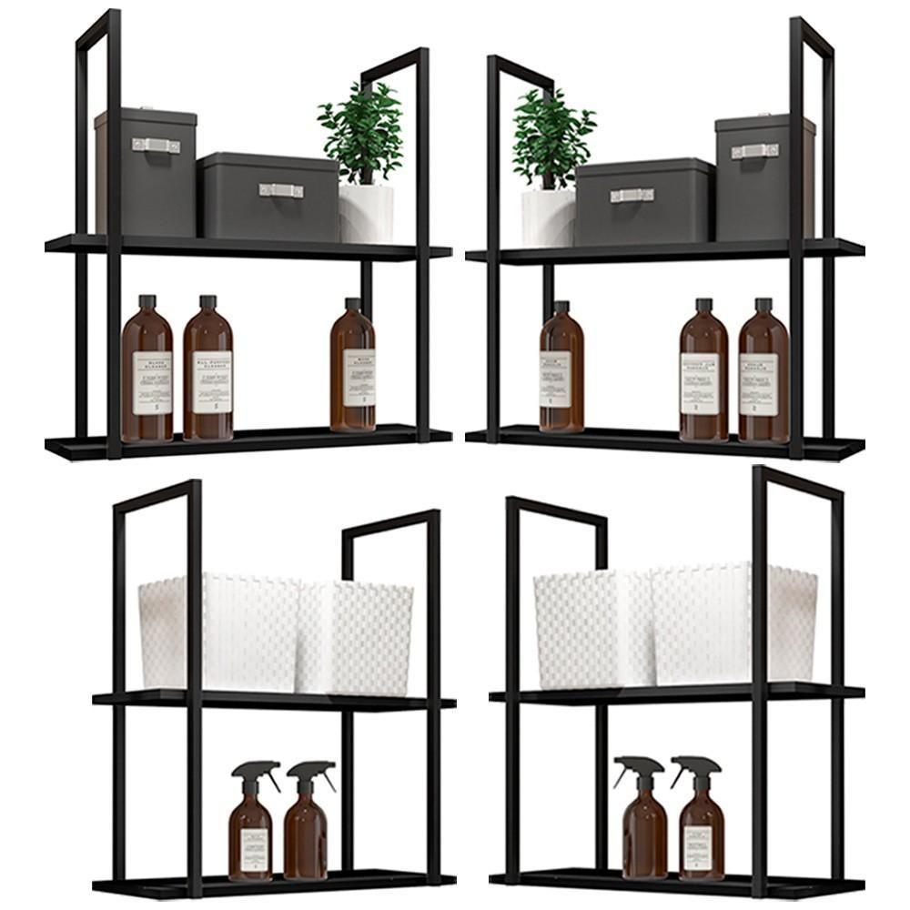 Kit 04 Prateleiras Multiuso D01 Design Preto Fosco - 1