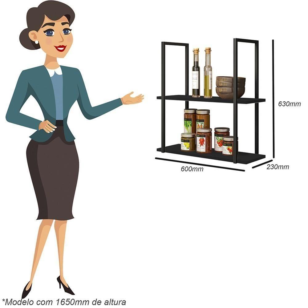 Kit 2 Prateleiras Multiuso D01 Design Preto Fosco - 4