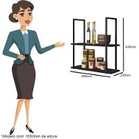 Kit 2 Prateleiras Multiuso D01 Design Preto Fosco