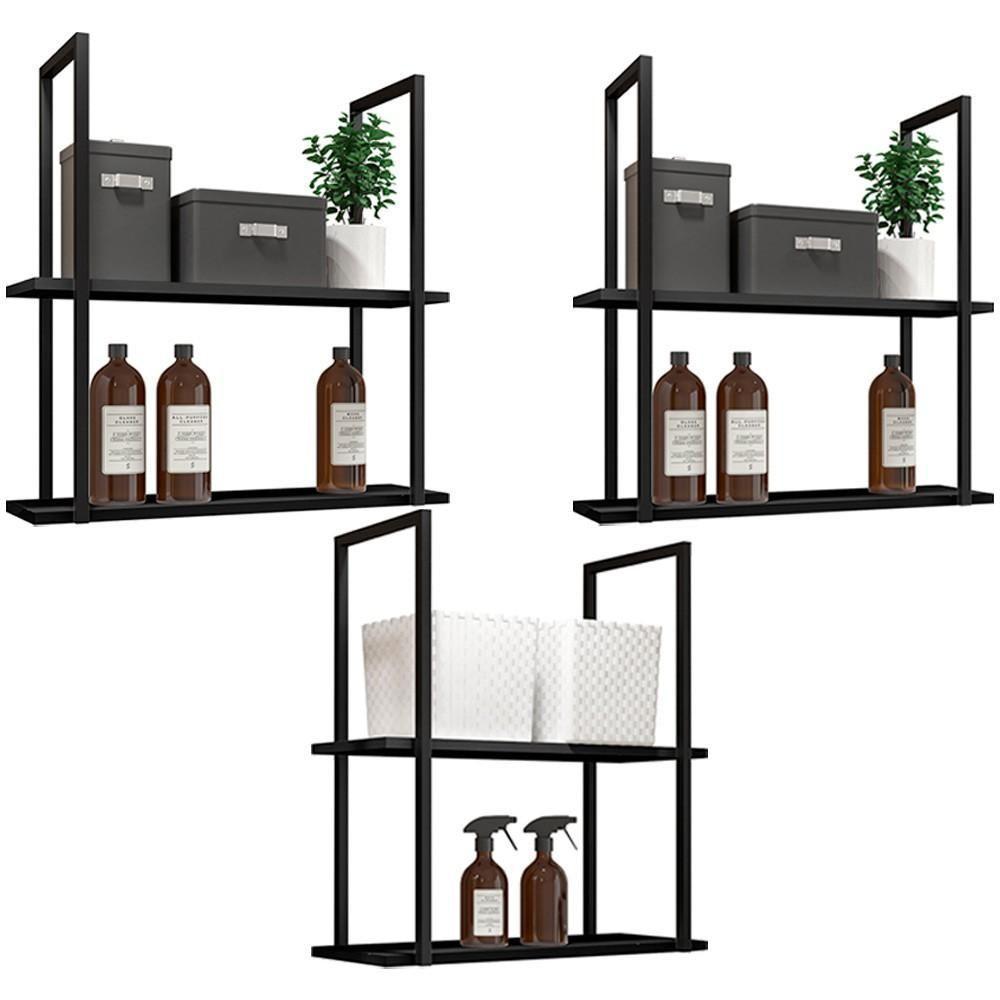 Kit 03 Prateleiras Multiuso D01 Design Preto Fosco - 1