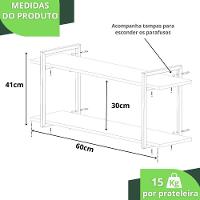 Prateleira Estilo Industrial Para Quarto Parede Gnd Pp 60Cm