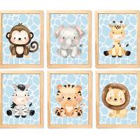 Quadro Infantil Safari 6 Un A4 Vidro E Pendurador - 6