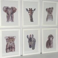 Quadro Infantil Safari 6 Un A4 Vidro E Pendurador - 6