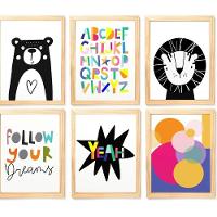 Quadro Infantil 6 Un A4 Vidro E Pendurador - 1