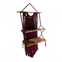 Suporte Prateleira Dupla Madeira Pinus Macramê Roxa - 2