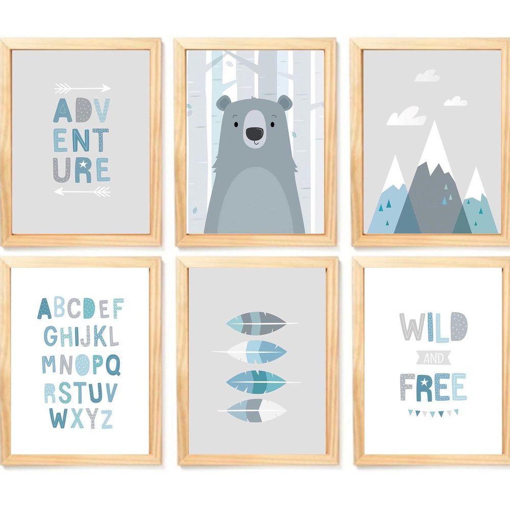 Quadro Infantil Urso 6 Un A4 Vidro E Pendurador - 6