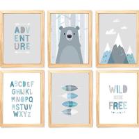 Quadro Infantil Urso 6 Un A4 Vidro E Pendurador - 6