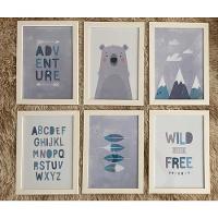 Quadro Infantil Urso 6 Un A4 Vidro E Pendurador. - 6