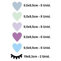 2 Cílios Olhos Fechados Adesivos Parede Infantil + Coração Lilás - 2