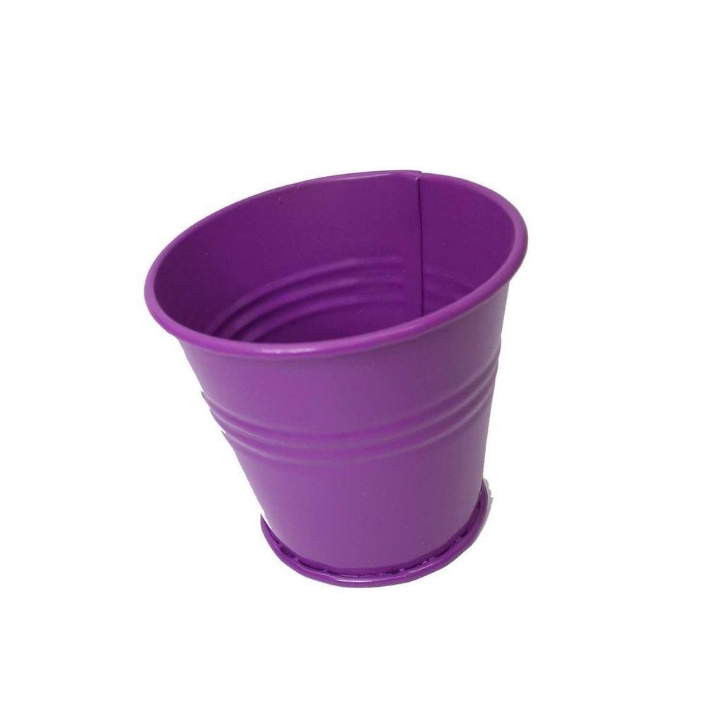 Balde Cachepot De Metal Para Mesa Mini Roxo Kit Com 12 - 5