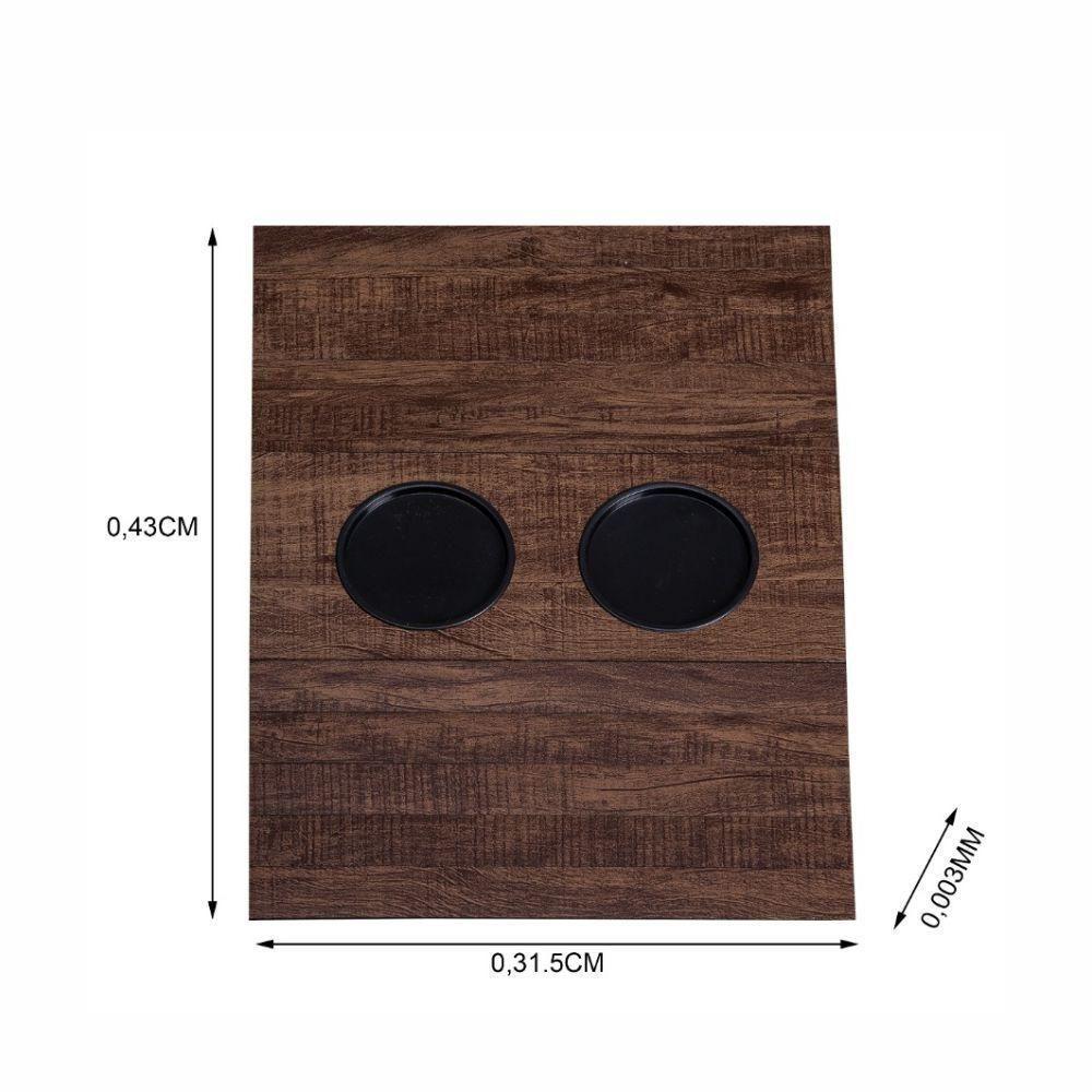 Bandeja Esteira Para Braço De Sofá Mdf Ipê Com Porta Copos - 3