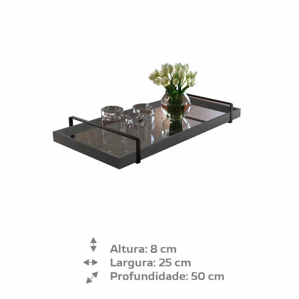 Bandeja Espelhada Laqueada Concreto Com Alça Preta - 2