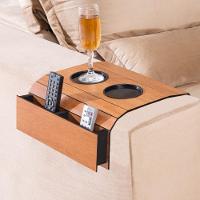 Bandeja Esteira Para Braço De Sofá Cor Cinamono Com Porta Controle - 4