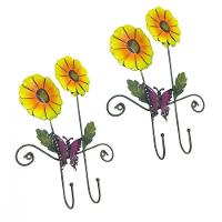 Gancho De Ferro Duplo Para Chapeu Bolsa Bone Enfeite Flor Amarela Pendura Kit Com 2 (Pt-C-G) - 2