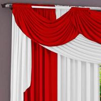 Cortina Imperiale Varão Tecido Malha Gel Sala Quarto 4,00 X 2,60 Metros - Vermelho E Branco - 2