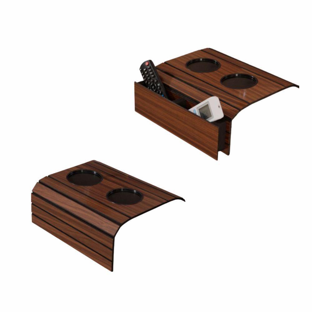 Kit 2 Bandeja Esteira Para Braço De Sofá Mel Porta Copos E Controle - 1