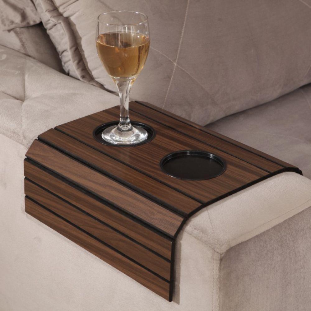 Kit 2 Bandeja Esteira Para Braço De Sofá Mel Porta Copos E Controle - 4