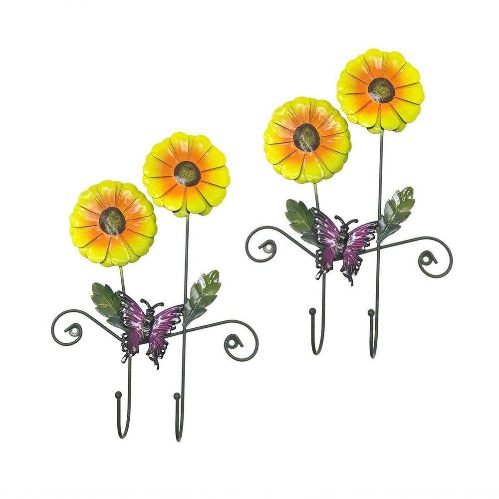 Gancho De Metal Duplo Para Bone Chapeu Bolsa Enfeite Flor Amarela Pendura Com 2 (Pt-C-G) - 1