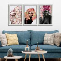 Kit 3 Quadros Decorativos 20X30 Mulheres Rosto Flores Rosas Titulo Moldura Branca - 5