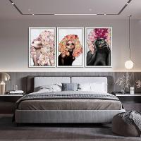 Kit 3 Quadros Decorativos 30X45 Mulheres Rosto Flores Rosas Titulo Moldura Branca - 8