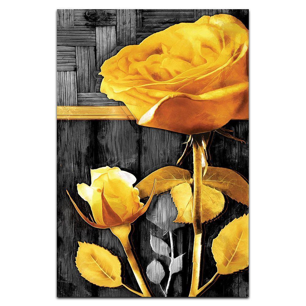Kit Placas Quadros Decorativos 3 Pçs Mdf 20X30 Floridas Titulo Rosas Douradas - 5