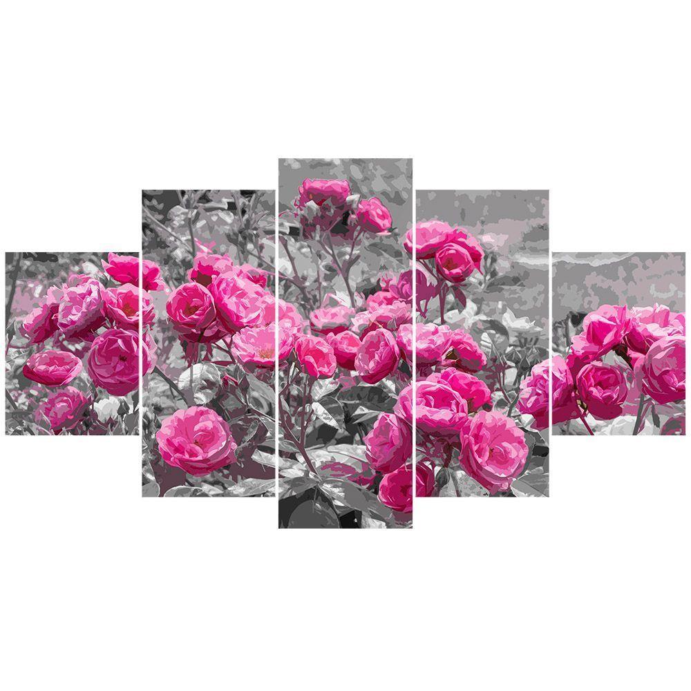 Kit 5 Placa Quadro Decorativo Quarto Sala Flores Vermelha Titulo Rosas Rosadas - 9