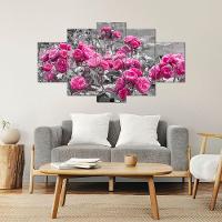 Kit 5 Placa Quadro Decorativo Quarto Sala Flores Vermelha Titulo Rosas Rosadas - 2