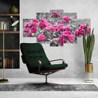 Kit 5 Placa Quadro Decorativo Quarto Sala Flores Vermelha Titulo Rosas Rosadas
