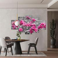 Kit 5 Placa Quadro Decorativo Quarto Sala Flores Vermelha Titulo Rosas Rosadas - 6