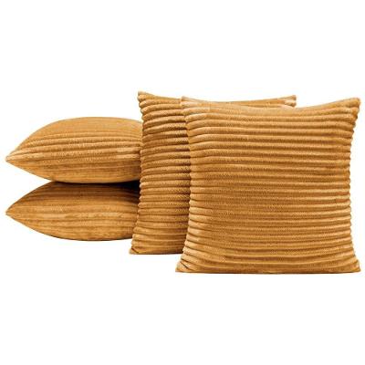 Kit 4 Capas De Almofada Napoli 45X45 Manta Canelada - Mostarda