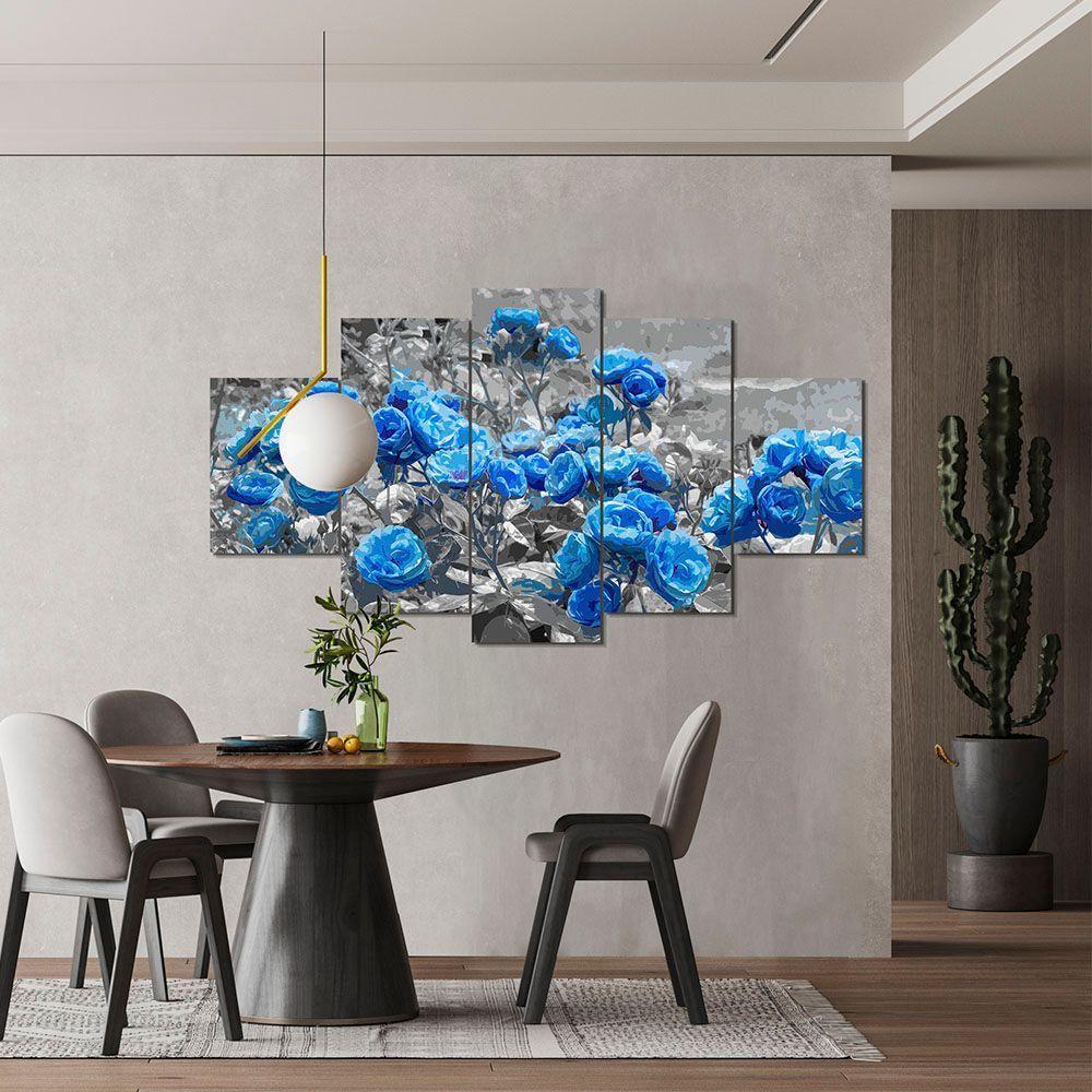 Kit 5 Placa Quadro Decorativo Quarto Sala Flores Vermelha Titulo Rosas Azuis - 9