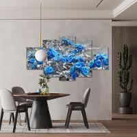 Kit 5 Placa Quadro Decorativo Quarto Sala Flores Vermelha Titulo Rosas Azuis - 9