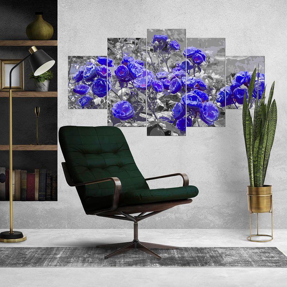 Kit 5 Placa Quadro Decorativo Quarto Sala Flores Vermelha Titulo Rosas Roxas - 6