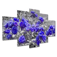 Kit 5 Placa Quadro Decorativo Quarto Sala Flores Vermelha Titulo Rosas Roxas - 1