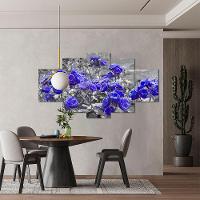 Kit 5 Placa Quadro Decorativo Quarto Sala Flores Vermelha Titulo Rosas Roxas - 7