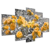 Kit 5 Placa Quadro Decorativo Quarto Sala Flores Vermelha Titulo Rosas Amarelas - 1