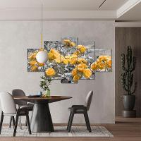 Kit 5 Placa Quadro Decorativo Quarto Sala Flores Vermelha Titulo Rosas Amarelas - 7