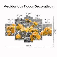Kit 5 Placa Quadro Decorativo Quarto Sala Flores Vermelha Titulo Rosas Amarelas - 10