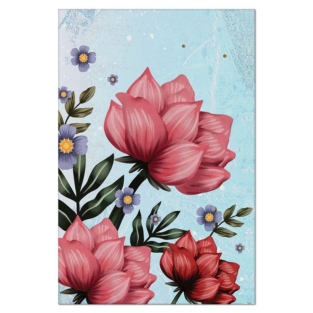 Kit Placas Quadros Decorativos 3 Pçs Mdf 20X30 Floridas Titulo Rosas Sobre Azul - 7