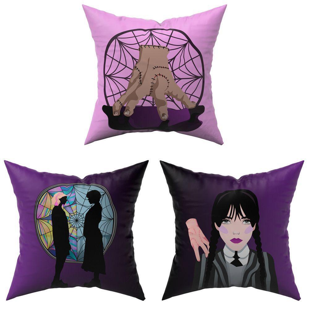 Kit Trio Capas De Almofadas Wandinha 45Cm X 45Cm 03pçs - Com Viés - 1