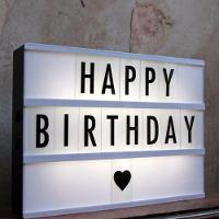 Letreiro Quadro Led Light Box Cinema A4 Com 96 Letras Número Letreiro