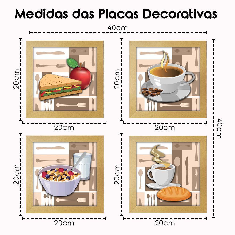 Quadro Decorativo Cozinha Café Manhã Padaria 20X20Cm Kit 4Un Titulo Moldura Marfim - 7
