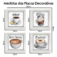 Quadro Decorativo Café Expresso Padaria Cozinha 12X12Cm 2 Titulo Moldura Branca - 5