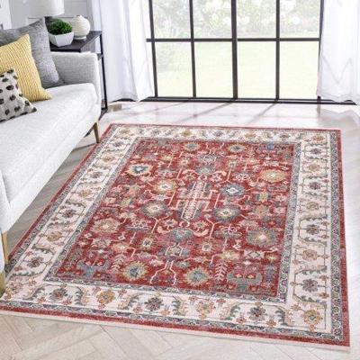 Tapete Turco Para Sala Coliseo 04 -100 X 150Cm Vermelho E Cinza