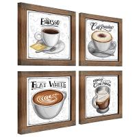 Quadro Decorativo Café Expresso Padaria Cozinha 12X12Cm 2 Titulo Moldura Ypê - 1