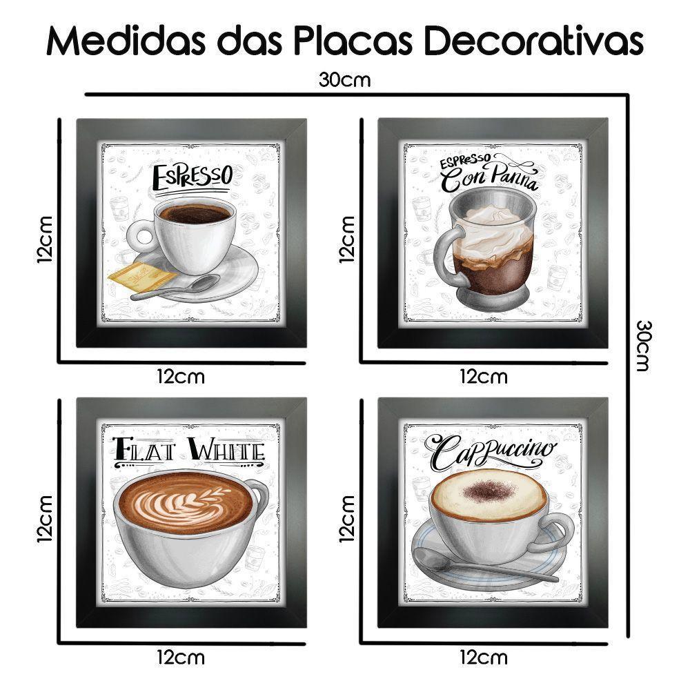 Quadro Decorativo Café Expresso Padaria Cozinha 12X12Cm 2 Titulo Moldura Preta - 5