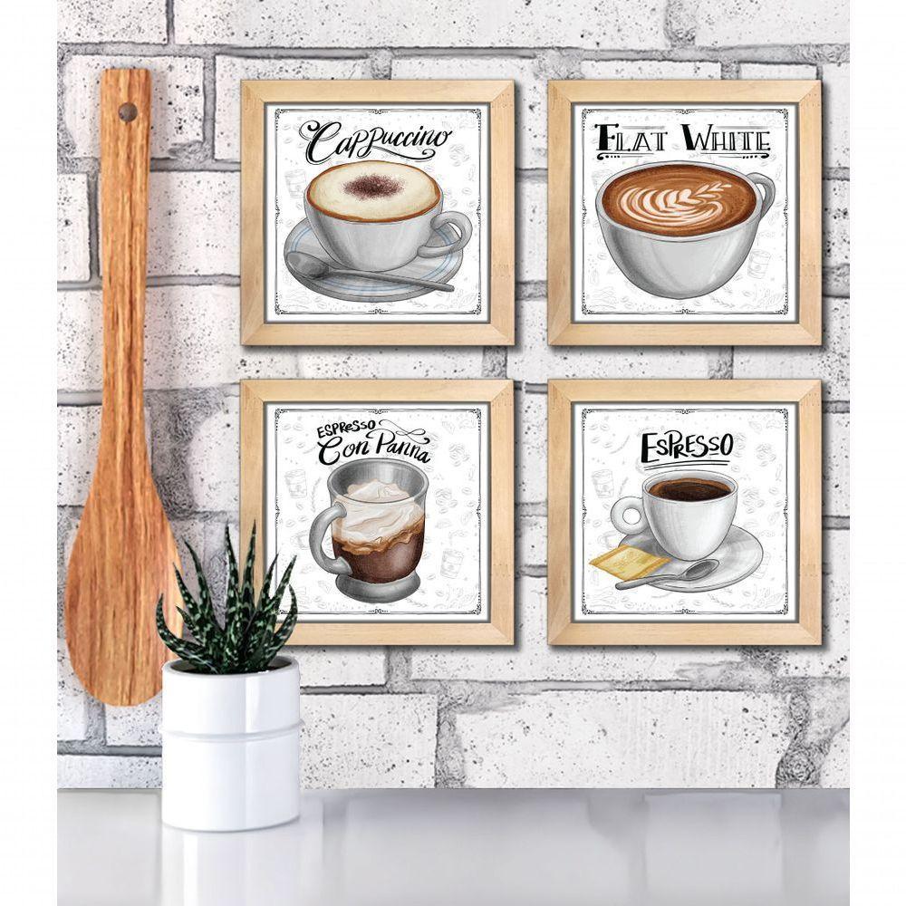 Quadro Decorativo Café Expresso Padaria Cozinha 12X12Cm 2 Titulo Moldura Mel - 4
