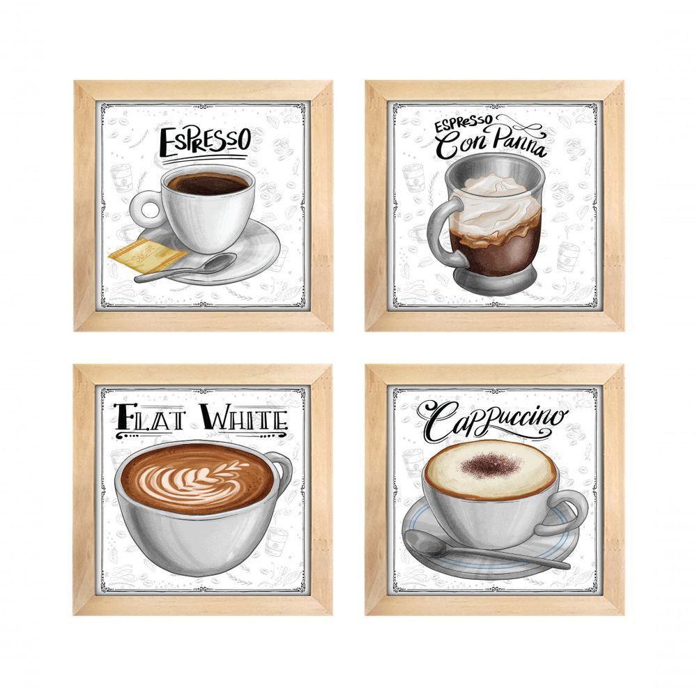 Quadro Decorativo Café Expresso Padaria Cozinha 12X12Cm 2 Titulo Moldura Mel - 6