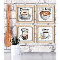 Quadro Decorativo Café Expresso Padaria Cozinha 12X12Cm 2 Titulo Moldura Mel