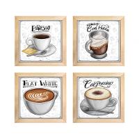 Quadro Decorativo Café Expresso Padaria Cozinha 12X12Cm 2 Titulo Moldura Mel - 6